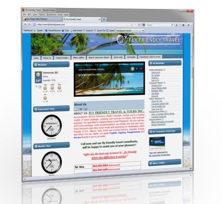 Fly Friendly Travel website screenshot